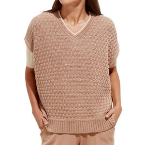 Oyun Field Vest Womens One Size Sweater Vest Poncho Tan Caftan Cotton Preppy